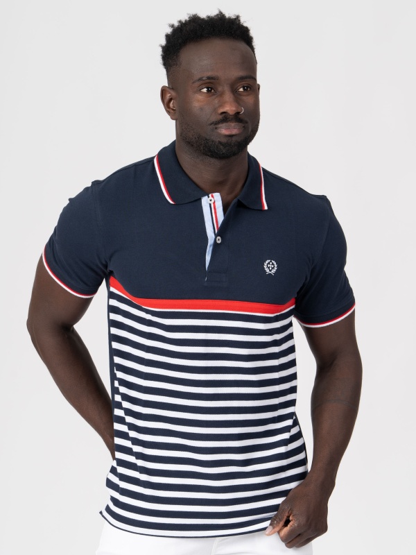 POLO SMK MARINHO RISCAS