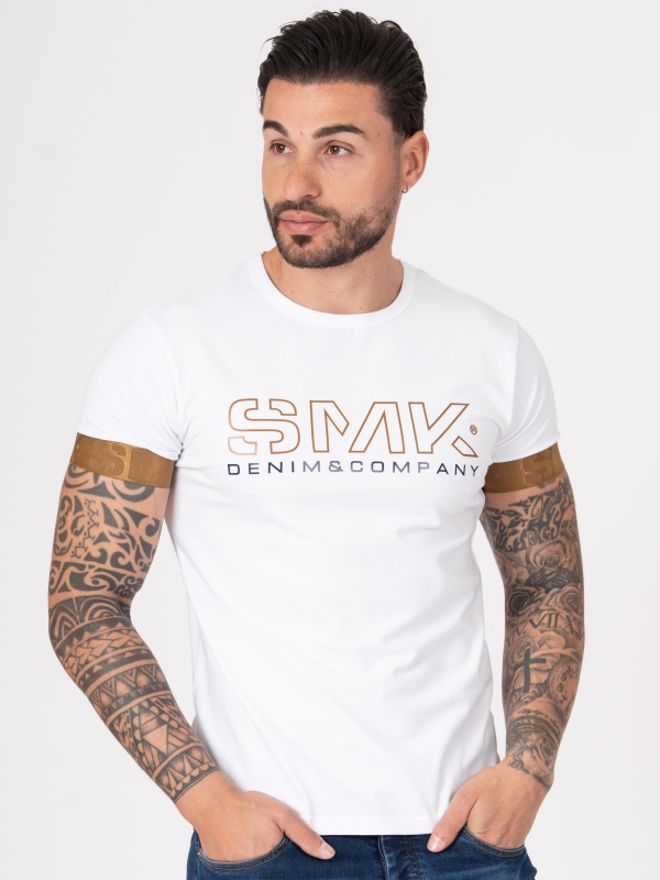 T-SHIRT SMK BRANCO CAMEL