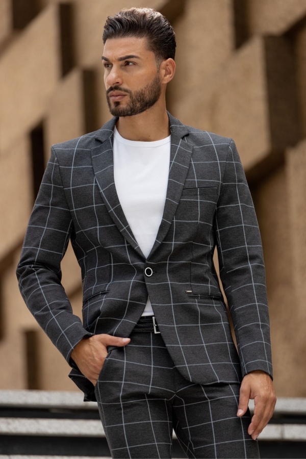 BLAZER SMK GRAY GRID